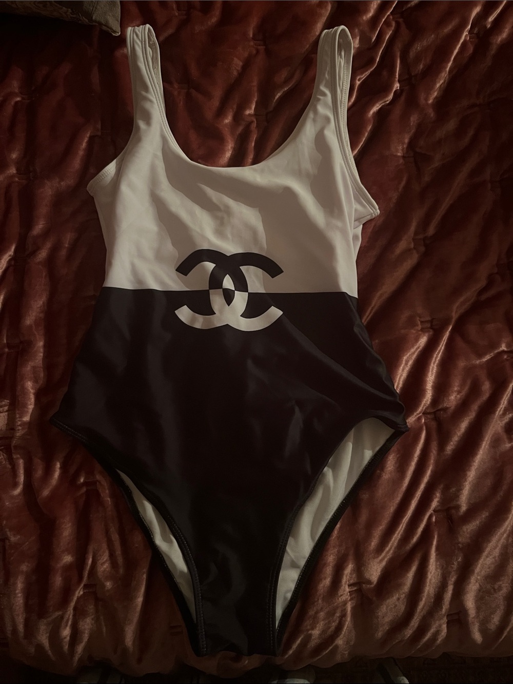 CHANEL Black and White Girls' One-Piece Bodysuit with Logo